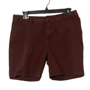 Maroon Like Cotton Blend Shorts with Pockets